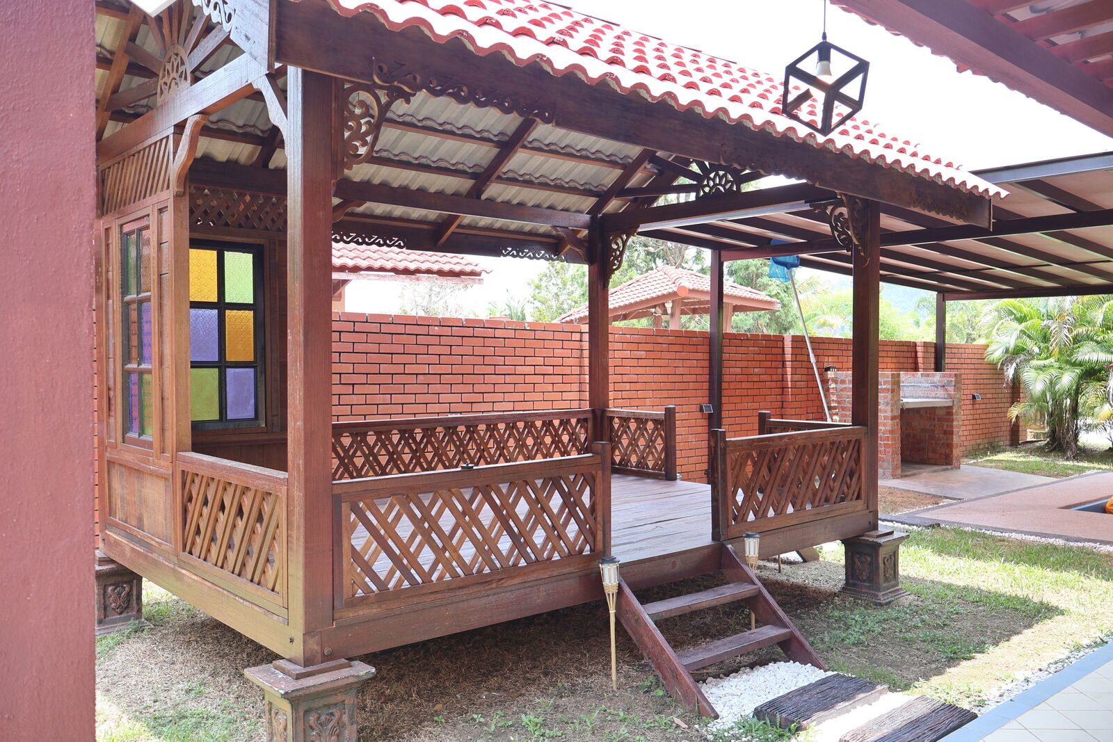 Gazebo Gathering — 14 Pax Villa with Pool & Gazebo, A'Famosa Wooden gazebo exterior